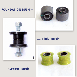 Suspension & Bushes - a type of rubber spare part used in two wheelers.