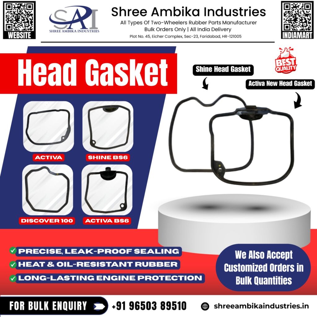 Two wheeler rubber head gasket by Shree Ambika Industries – bulk manufacturer of heat and oil‑resistant scooter and bike head gaskets in India

